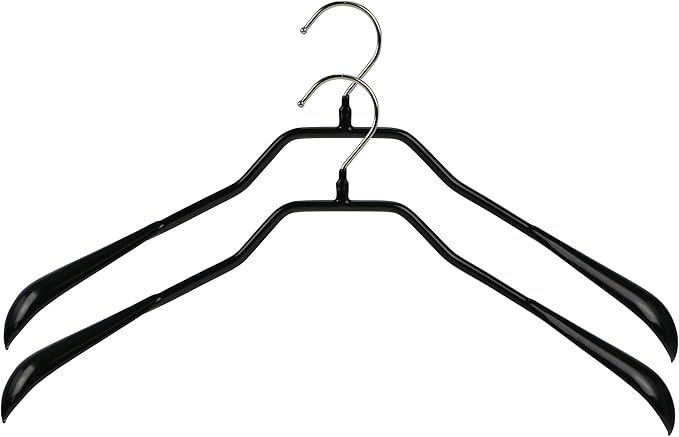 Mawa by Reston Lloyd BodyForm Series Non-Slip Space-Saving Clothes Hanger for Jackets, Suits and Coats, 16-1/2", Style 42/L, Black, Set of 2