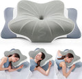 Cervical Pillow for Neck Pain Relief -Cooling Ergonomic Memory Foam Pillow with Ice Silk Pillowcase, Dual-Height Orthopedic Support Contour Pillow for Side/Back/Stomach Sleepers, CertiPUR-US Certified