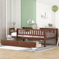 Bellemave Twin Bed Frames with Rails for Kids, Twin daybed Frame with Drawers for Boys/Girls/Adults， Walnut