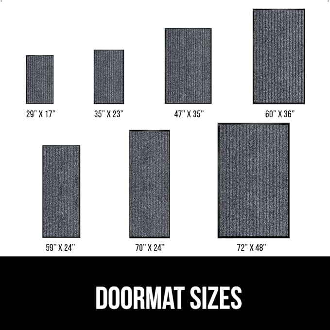 GORILLA GRIP Waterproof Traffic Guard Door Mat, Heavy Duty Entryway Mats, Strong Rubber Back Commercial Utility Rugs for Office Hallway, Garage Floor and Home, Low Profile Carpet, 29x17, Charcoal Gray