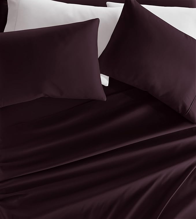 Linen Market Brushed Microfiber Full Sheet Set 4 Piece – Oeko-TEX Certified Ultra Soft & Wrinkle-Free - 16" Deep Pocket Sheets - Easy Care Full Size - Purple