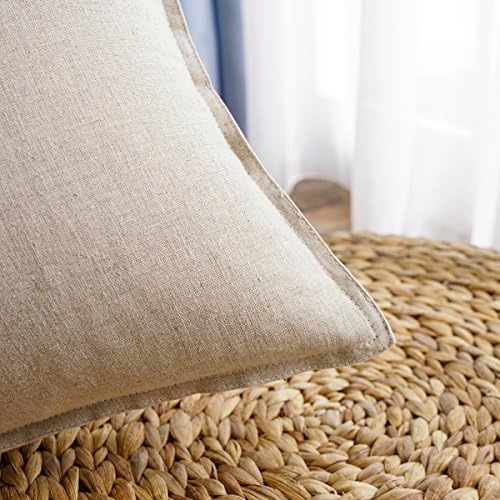 Jeanerlor Solid Natural Cotton Linen Decoration 18"x18" Throw Pillow Sham - Image 5