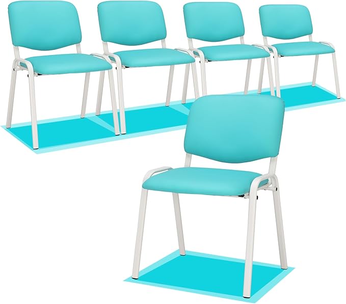 VINGLI Blue Waiting Room Chairs, 5-Pack PU Church Chairs Conference Stackable Office Guest & Reception Stacking for Meeting, Lobby, Simple&Space-Saving Pu-blue