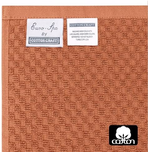 COTTON CRAFT Euro Spa Waffle Weave 6 Piece Towel Set - 100% Cotton - Mocha - Image 7