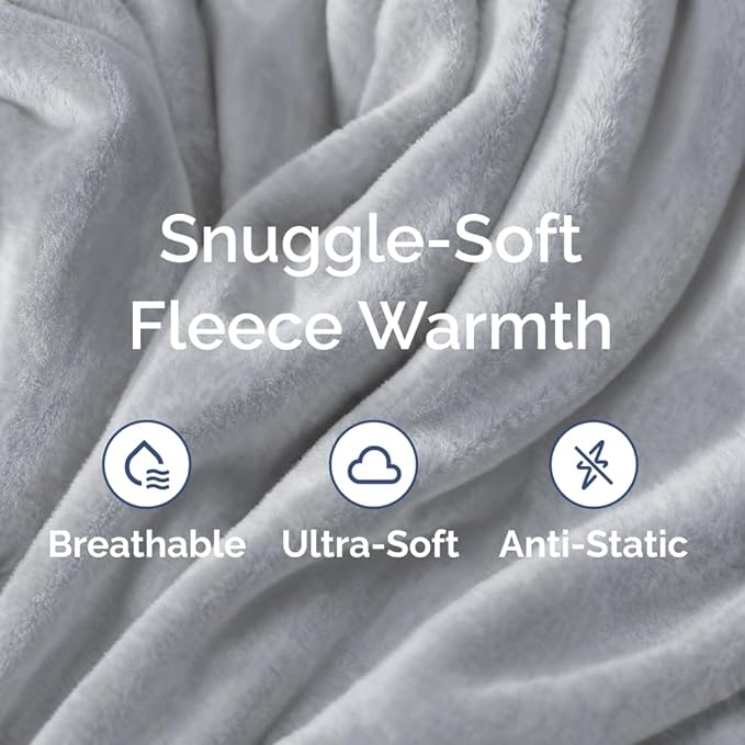 Ultra Soft Fleece Blanket Queen Size - Flannel Fleece Luxury Queen Blanket - Lightweight for Couch Bed Chair - Thick, Warm and Breathable - All Season Cozy Fuzzy, Anti-Static Microplush Bedding, Grey