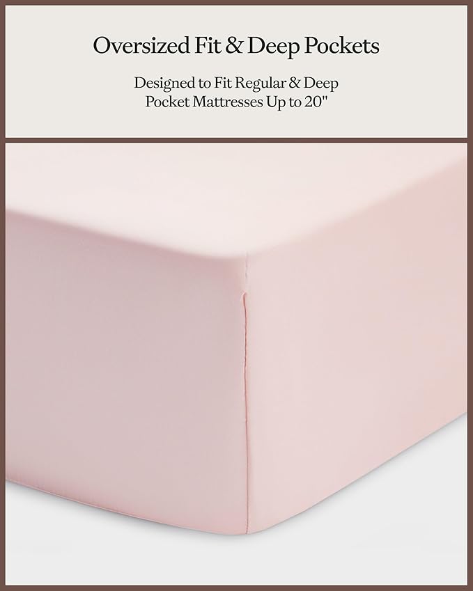 Cozy Earth Luxury Bed Sheet Set - 100% Viscose from Bamboo Fabric, Ultra-Soft & Breathable, Fits Regular & Deep Pocket Mattresses up to 20" - 4 Pieces California King Sheet Set - Peony