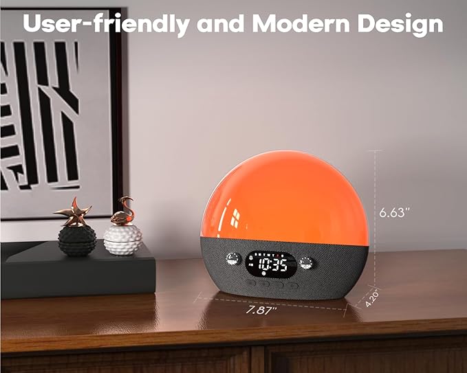 MOMILLA Sunrise Alarm Clock with Bluetooth Speaker, White Noise Sound Machine, Alarm Clocks for Heavy Sleepers Bedrooms, Wake up Light Night Lights Lamp, Chirstmas Gifts for Boys and Girls Adults