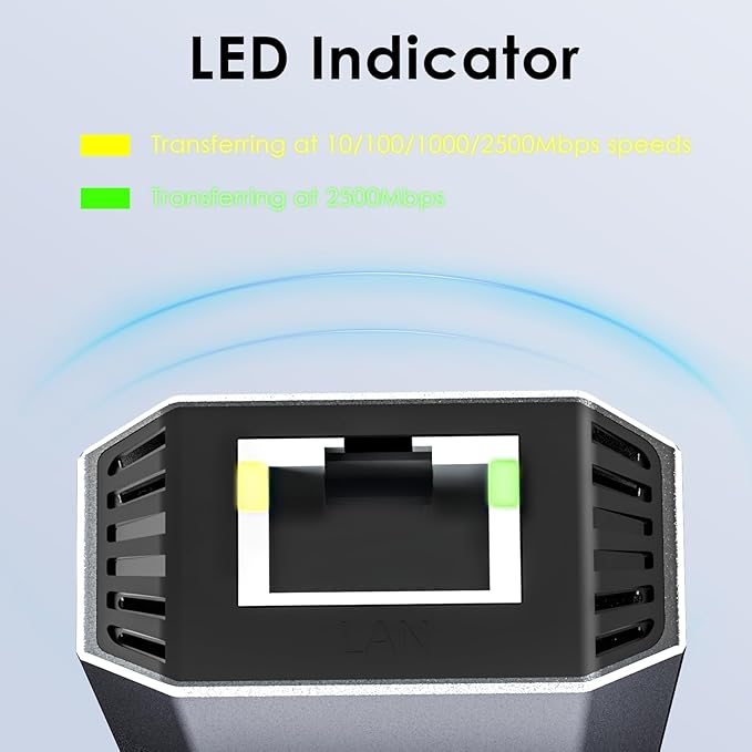 WAVLINK USB C to Ethernet Adapter 2.5 Gbps, USB to 2.5G Ethernet Adapter with 95W Power for Laptop, USB-C to RJ45 Network Converter (Thunderbolt 4/3 Compatible) for Windows, Mac OS, iPad OS and More