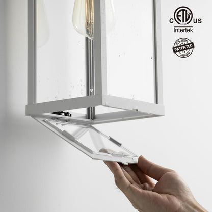 mirrea 18" Classic Outdoor Wall Sconce 1 Light in Matte White Rectangular Metal Frame and Clear Glass Shade Waterproof Porch Light Patio Light Pack of 2