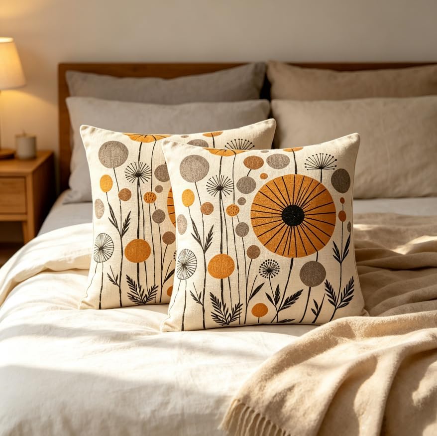 18x18 Inch Mid Century Neutral Throw Pillow Covers Set of 2 - Image 6