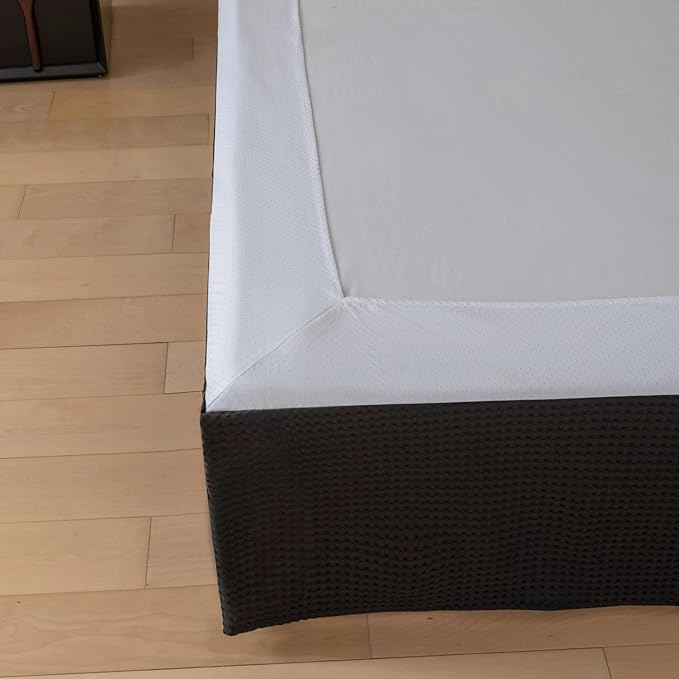Full Bed Skirt, Wrap Around Bed Skirt with Pleated Corner, 18 Inch Drop Pleated Waffle Weave Bedskirts, Anti-Slip, Microfiber, Black, 18'' Full