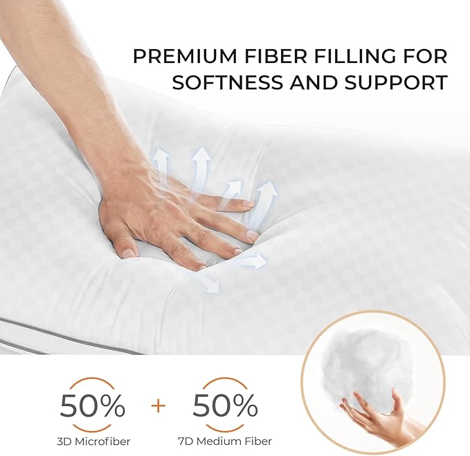 Sweetnight King Pillows 2 Pack, Hotel Bed Pillows Fluffy Gusseted for Neck and Shoulder, Back Side Sleeper Soft Pillows, 18"X34"