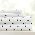 Linen Market Double-Brushed Patterned Microfiber Twin Sheet Set 3 Piece – Oeko-TEX Certified Ultra Soft & Wrinkle-Free - 16" Deep Pocket Sheets - Easy Care Twin Size - Dots Navy