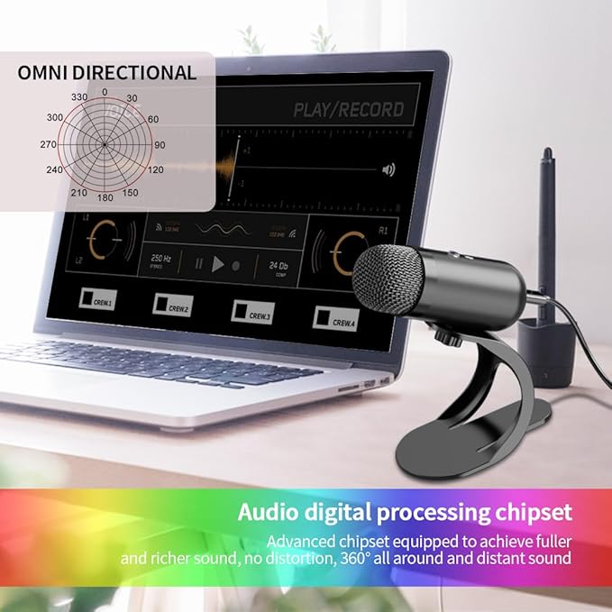 LIANGSTAR USB Computer Microphone, Podcast Mic Desktop with Mute Button for Recording Streaming, Omnidirectional Condenser, Plug&Play Stand with Volume Control for PC, Laptop, Mac, YouTube