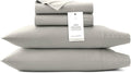 BOLL & BRANCH Signature Hemmed Sheet Set - Twin XL, Pewter - Luxury 100% Organic Cotton - Includes 1 Flat, 1 Fitted, 2 Pillowcases - Buttery Soft