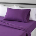 Amazon Basics Lightweight Super Soft Easy Care Microfiber 3 Piece Bed Sheet Set With 14-inch Deep Pockets, Twin X-Large, Plum, Solid