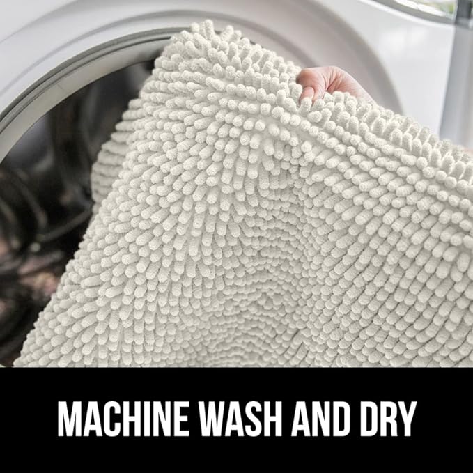 GORILLA GRIP Bathroom Rug Sets, Soft Chenille 2 Piece Area Rugs Set, Toilet Base Mat and 30x20 Carpet, Absorbent Microfiber Washable Mats Dry Quickly, Home Décor and Bath Room Accessories, Ivory