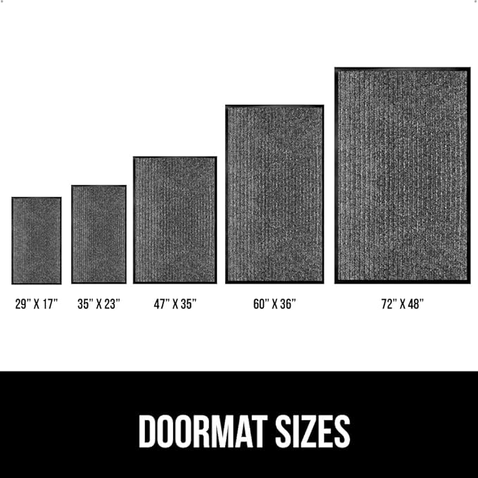 GORILLA GRIP Waterproof Traffic Guard Door Mat, 2 Pack Heavy Duty Entryway Mats, Strong Rubber Back Commercial Rugs for Office Hallway, Garage Floor and Home, Low Profile Carpet, 29x17, Light Gray