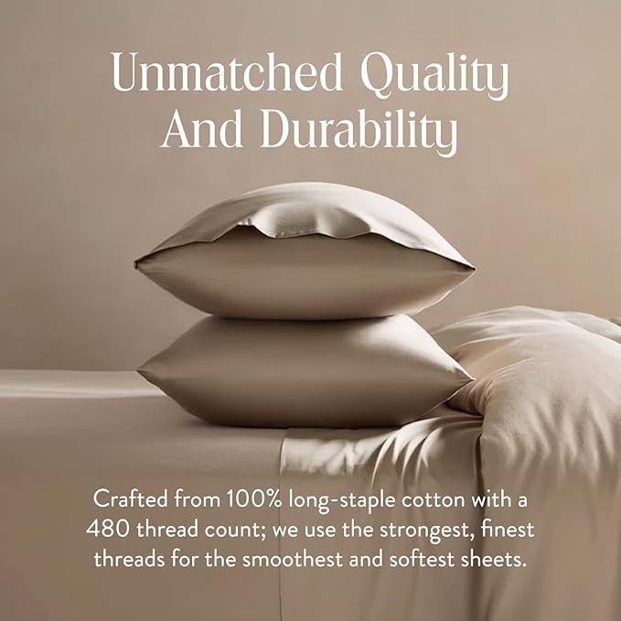 Brooklinen Luxury Sateen Duvet Cover Set - 100% Cotton, King/California King Size in Pebble - Includes 1 Duvet Cover and 2 King Pillowcases - Best King/Cali King Duvet Covers