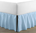 SKY BEDDINGS - Queen Size Ruffled Bed Skirt with Split Corners - 18 Inch Drop Dust Ruffle Bed Skirt with Platform Three Sided Coverage - 100% Microfiber, Light Blue