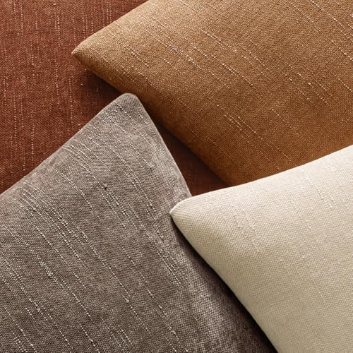 MIULEE Textured Chenille Throw Pillow Covers 18x18 Inch Brown - Image 3