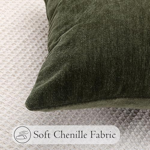 JoraLion Chenille Lumbar Pillow Covers 14X26 inch Moss Green - Image 4