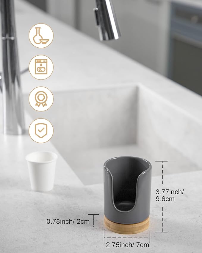 Ceramic Bathroom Cups Dispenser - 3 oz Disposable Paper & Plastic Bathroom Cups Holder - Mouthwash Cups Dispenser for Bathroom, Guest Toiletries, Countertop, Coffee - BPA Free (2 Pack)