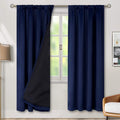 BGment Thermal Insulated Full Blackout Curtains for Living Room 84 Inch Length, Double Layer Room Darkening Noise Reducing Rod Pocket Curtains, 55 Inch Wide, Navy Blue, 2 Panels