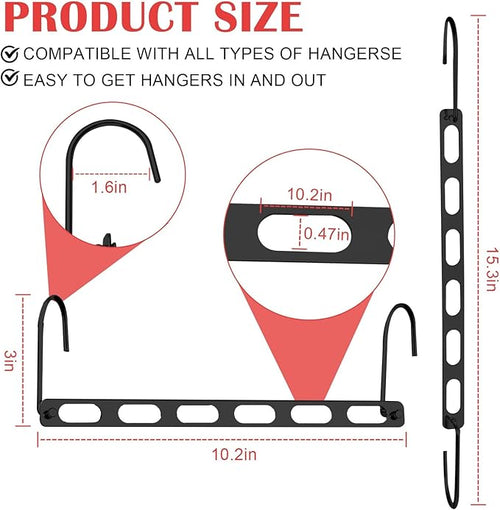 12 Pack Space Saving Hangers for Clothes, Collapsible Metal Hangers Organizer, Clothes Space Savers, Closet Organizers and Storage, Dorm Room Essentials, Black