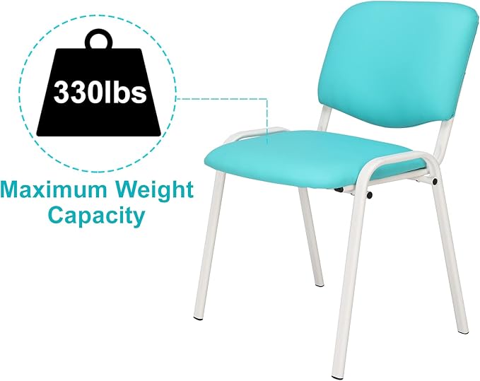 VINGLI Blue Waiting Room Chairs, 5-Pack PU Church Chairs Conference Stackable Office Guest & Reception Stacking for Meeting, Lobby, Simple&Space-Saving Pu-blue