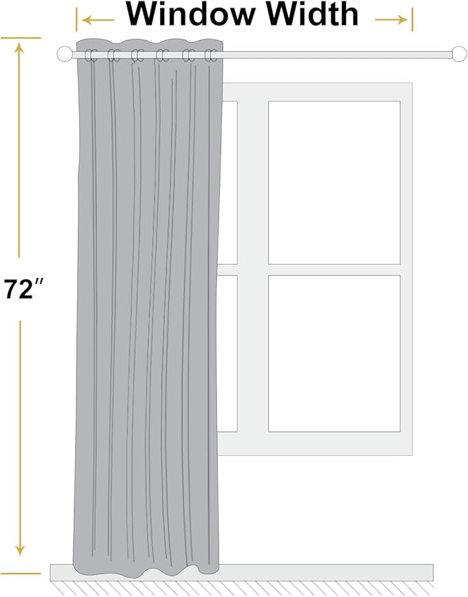 ChrisDowa 100% Blackout Grey Solid Curtains 72 Inches Long 2 Panels for Bedroom Living Room,Farmhouse Room Darkening Thermal Insulated Soundproof Grommet Top Window Treatment Drapes,52x72