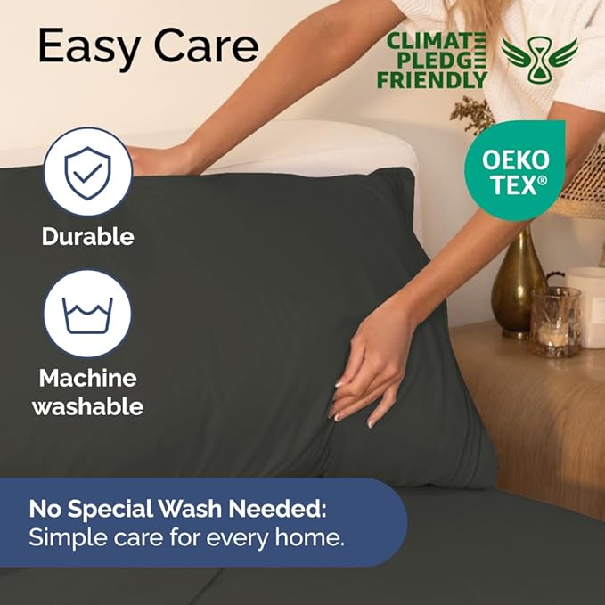 Cal King Size 4 Piece Sheet Set - Comfy Breathable & Cooling Bed Sheets Set - Hotel Luxury Bedding for Women, Men, Kids, Teens, Boys & Girls - Deep Pockets, Soft, Wrinkle Free - Oeko-Tex - Charcoal