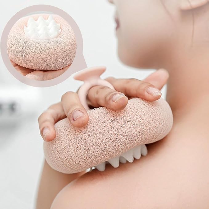Super Soft Sunflower Suction Cup Bath Ball, ponge Mesh Pouf Shower Ball for Women, Men Shower,2024 Upgraded 2-in-1 Sunflower Bath Ball,Exfoliating Bath Sponge Cleaning Brush. (Apricot+Purple)