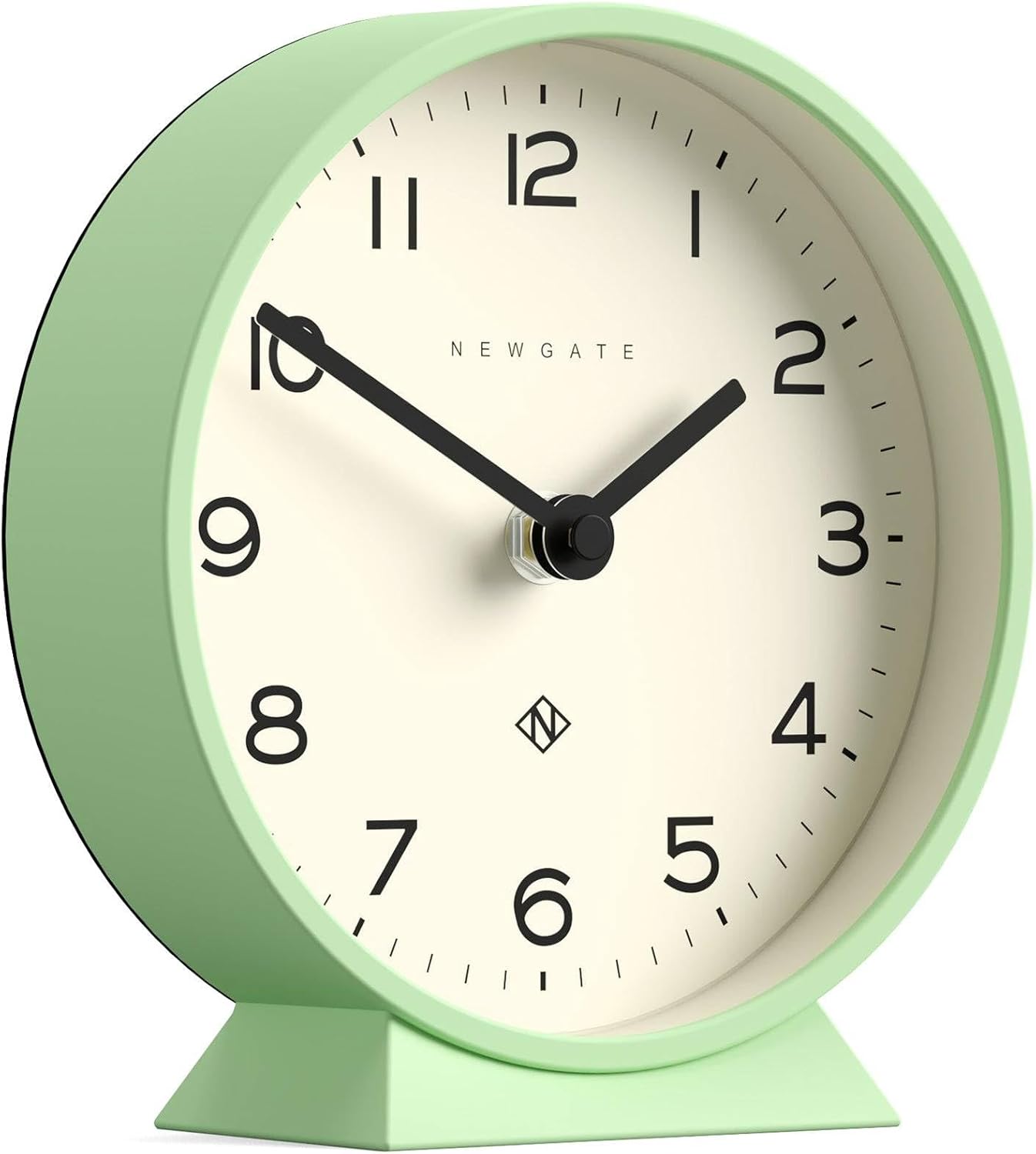 NEWGATE® M Mantel Echo Desk Clock | Modern Round Design | Neo Mint Green | Easy to Read Numbers | Contemporary Style for Desk, Table, Shelf or Bedside