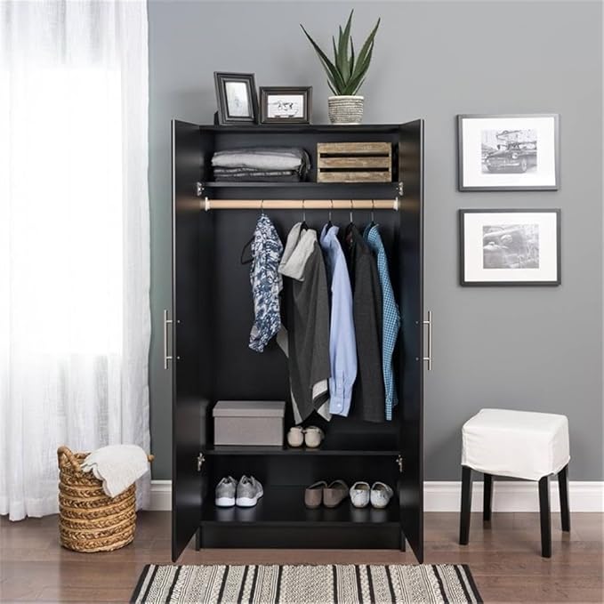 Pemberly Row 32" Contemporary Wardrobe Cabinet in Black