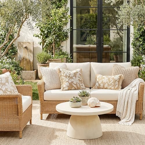 BlissBlush Lumbar Pillow Cover 12x20 Inch Indoor Outdoor, Jute Inspired Floral - Image 3