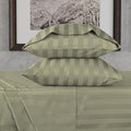 URBANHUT 800 Thread Count 100% Cotton Damask Queen Size Sheets, 4 Piece Striped Queen Size Bedsheets, Luxury Hotel Sheets Sateen Weave - Better Than Egyptian, 16" Elasticized Deep Pocket- Sage
