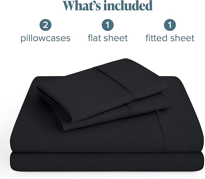 Bare Home Hotel Luxury Twin XL Sheet Set, Extra Soft - 4 Piece Set - Deep Pockets - Easy Fit - Cooling & Breathable - Wrinkle, Fade, Stain Resistant - Includes 2 Pillowcases (Twin XL, Black)