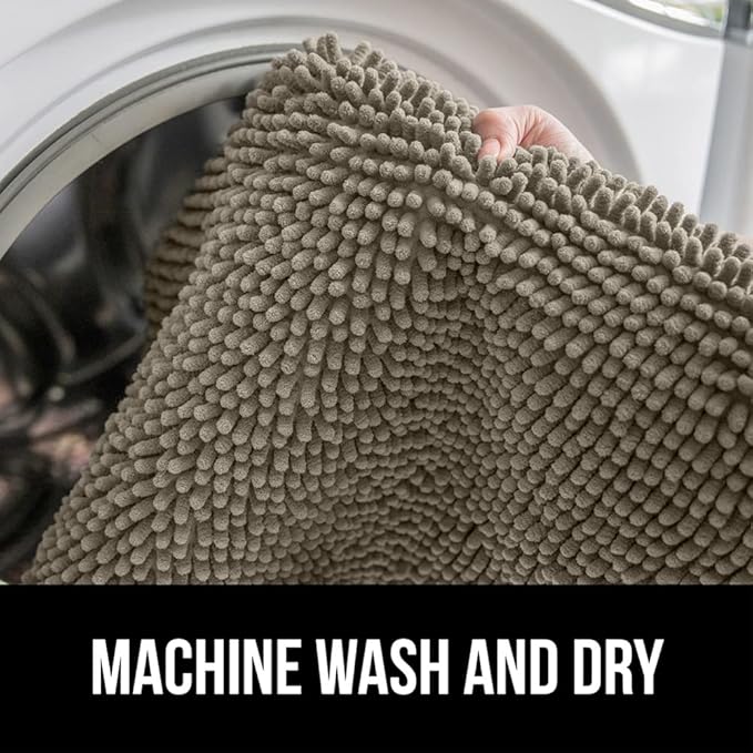 GORILLA GRIP Bathroom Rug Sets, Soft Chenille 2 Piece Area Rugs Set, Toilet Base Mat and 30x20 Carpet, Absorbent Microfiber Washable Mats Dry Quickly, Home Décor and Bath Room Accessories, Latte