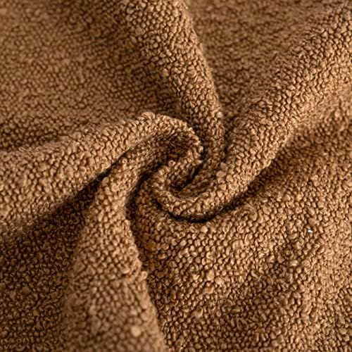 Foindtower Textured Boucle Lumbar Throw Pillow Covers 12x20 Rust Tobacco - Image 3