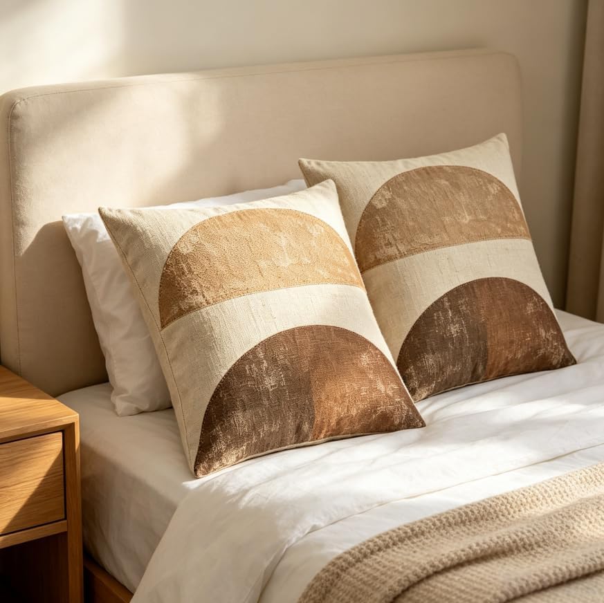 Linen Throw Pillow Covers Set of 2, Boho Geometric Design - Image 6