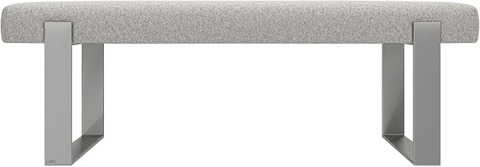 VANT Upholstered Bed Bench - Faux Merino Wool Grey - Brushed Nickel - Contemporary Modern, Bedroom Bench Seat, Hallway, or Entryway
