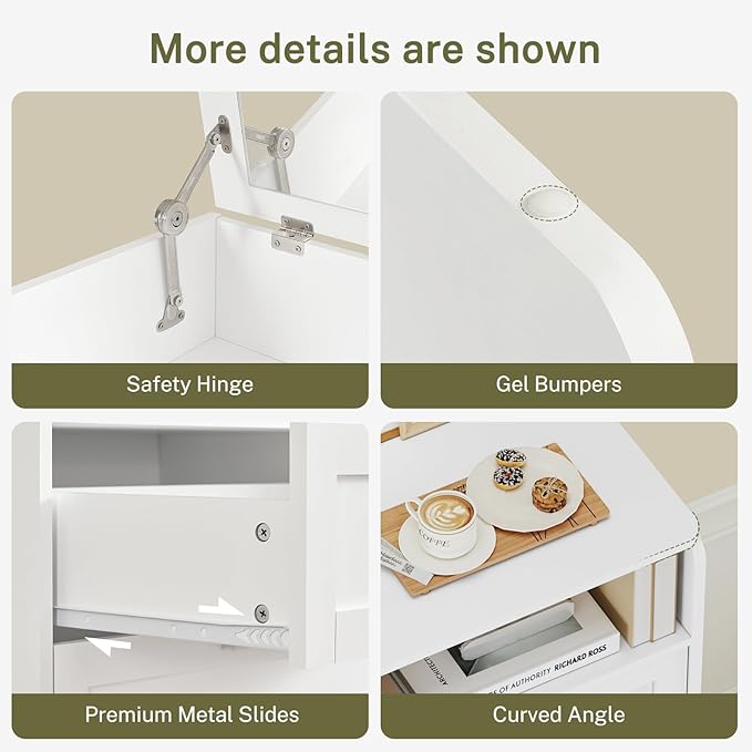 TEENFON Dresser for Bedroom, Tall White Dresser with 4 Drawers, Dressers with Mirror, Chest of Drawers for Bedroom, Living Room, Closet, Hallway, White