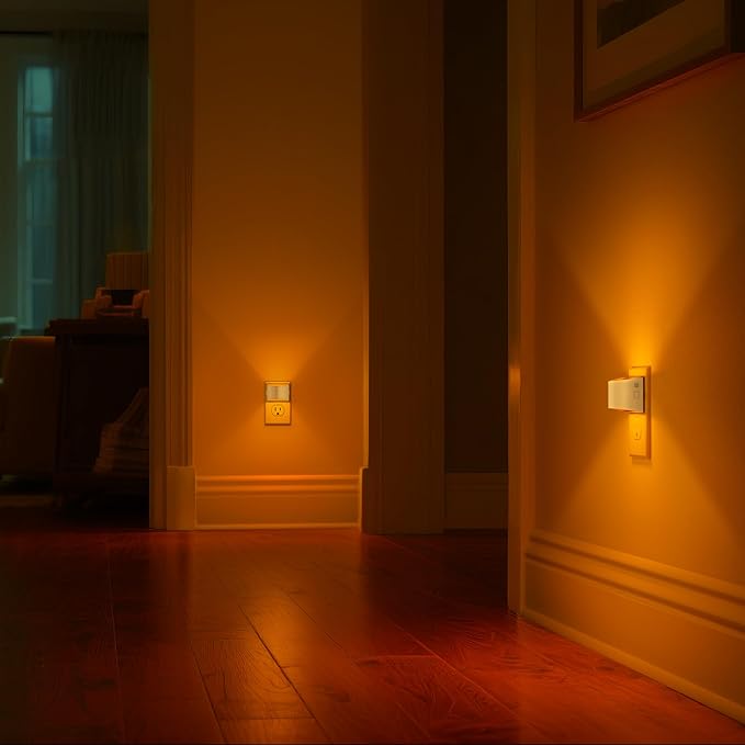 DORESshop LED Night Light[2 Pack], Night Lights Plug into Wall, 3 Level Brightness Adjustable Plug in Night Light, Dusk to Dawn Sensor Nightlights for Adults,Bedroom,Bathroom,Hallway,Amber White Cover