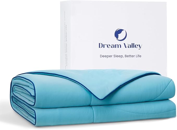 Dream Valley® Outlast® Deepsleep Cooling Comforter, Throw Size, NASA-Grade Space Technology Cooling Blanket for Hot Sleepers Night Sweats, Q-Max > 0.45 Aerocool™ Breathable, Dream Blue, 60"x80"
