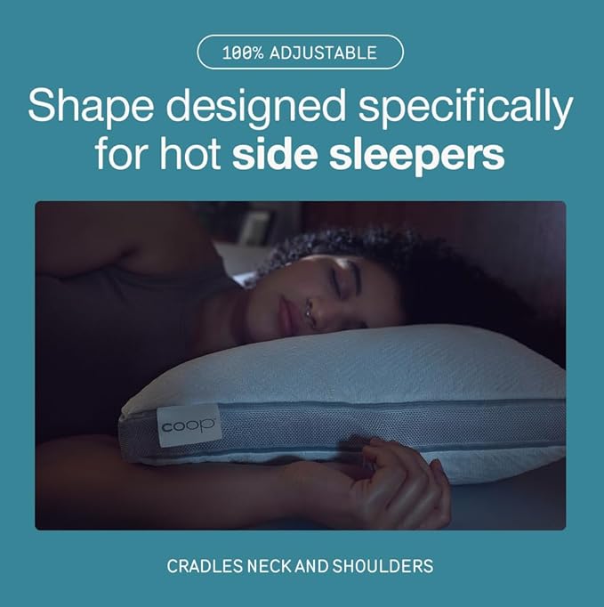 Coop Home Goods Cool+ Cut-Out Adjustable Pillow Queen with Cooling Gel & Shoulder Cut-Out for Head Support, Side Sleeper Pillow, Neck Support for Sleeping, CertiPUR-US/GREENGUARD Gold