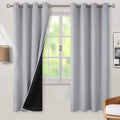 BGment Thermal Insulated 100% Blackout Curtains for Bedroom with Black Liner, Double Layer Full Room Darkening Noise Reducing Grommet Curtain (55 x 69 Inch, Light Grey, 2 Panels)
