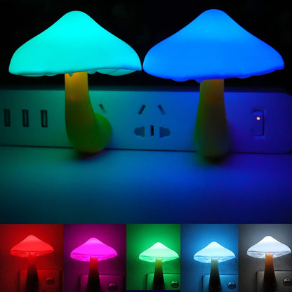 AUSAYE 2Pack LED Night Light Plug in Lamp 7-Color Changing Cute Mushroom Light Sensor Night Lights for Adults Kids NightLight