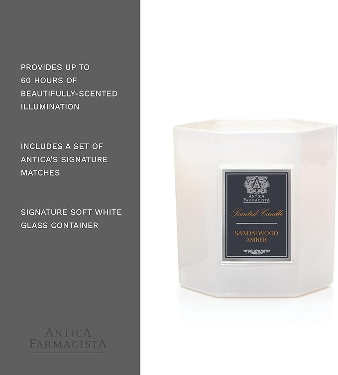 Antica Farmacista Luxury Scent Candle - Decorative Home Candle - Long-Lasting & Premium Scented - Luxury Gift - Sandalwood Amber, 9 oz