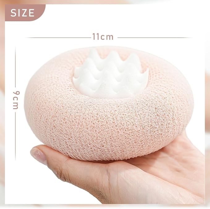 Super Soft Sunflower Suction Cup Bath Ball, ponge Mesh Pouf Shower Ball for Women, Men Shower,2024 Upgraded 2-in-1 Sunflower Bath Ball,Exfoliating Bath Sponge Cleaning Brush. (Apricot+Green)